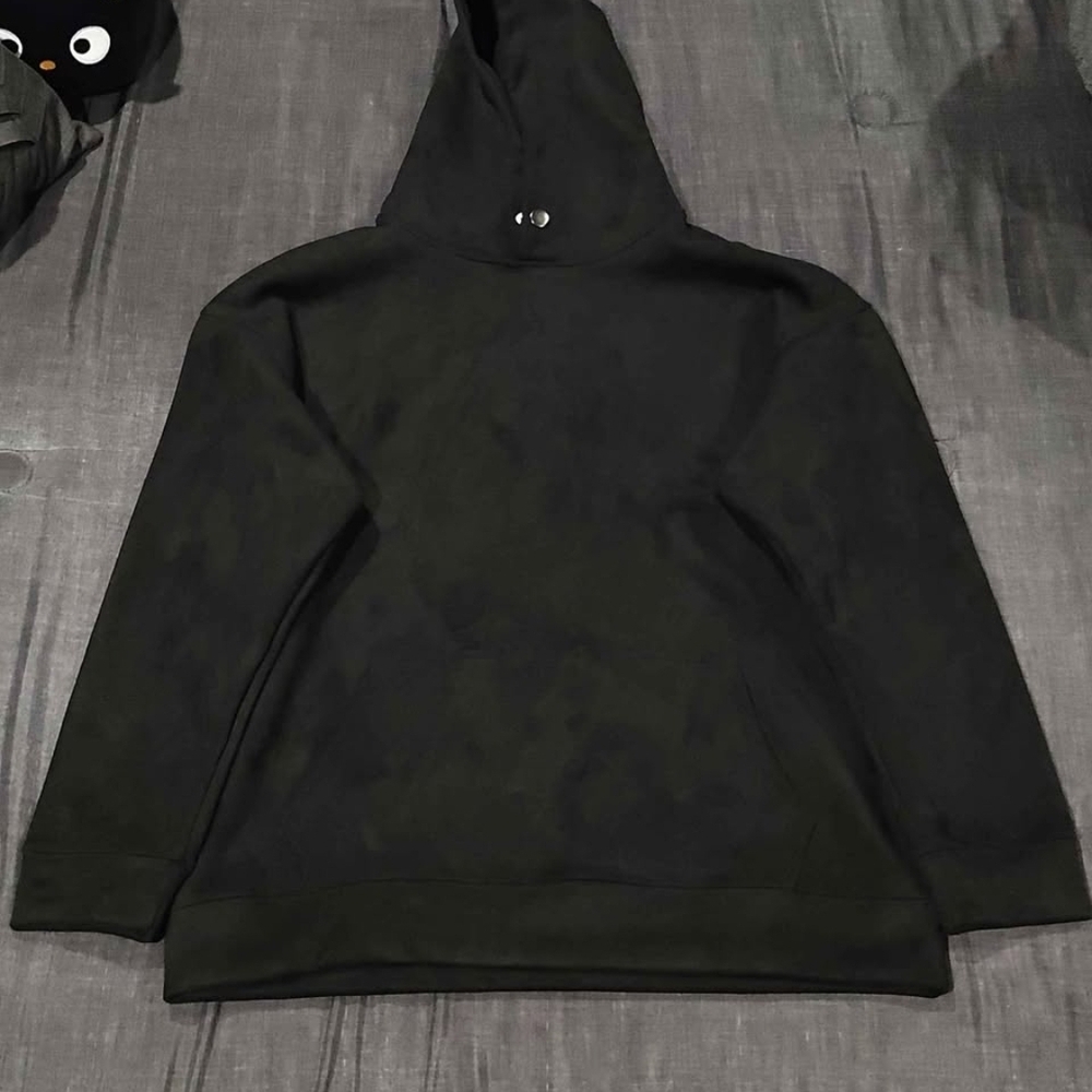 Men's Black Suede Pullover Hoodie - Classic Hooded Sweatshirt